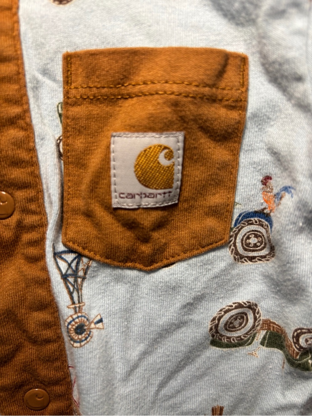 Carhartt Baby Tractor Print Footless Sleeper 9M - Picture 4 of 4